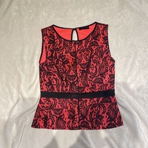 Pink/black lace top